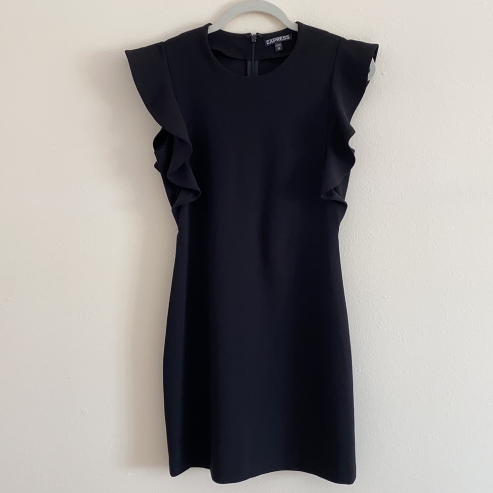 Express black ruffle mini dress sleeveless - Picture 6 of 10